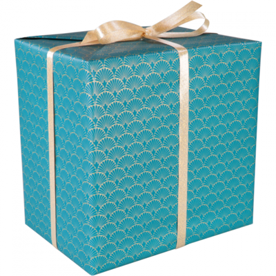 Cadeaupapier 50cm 100m 80gr/m Waaier petrol goud