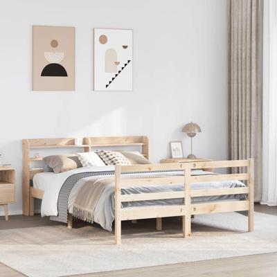 Bedframe met hoofdbord massief grenenhout 140x190 cm