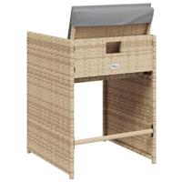 Tuinstoelen 4 st met kussens poly rattan gemengd beige - thumbnail