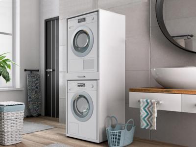 Wasmachinekast WASHING 2 machines boven elkaar wit Wasmachinekast WASHING 2 machines boven elkaar wit