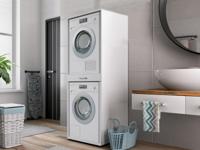 Wasmachinekast WASHING 2 machines boven elkaar wit - thumbnail