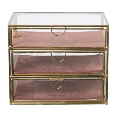 Sieradendoos met 3 lades - goud/roze - 18x12x15 cm Sieradendoos met 3 lades - goud/roze - 18x12x15 cm