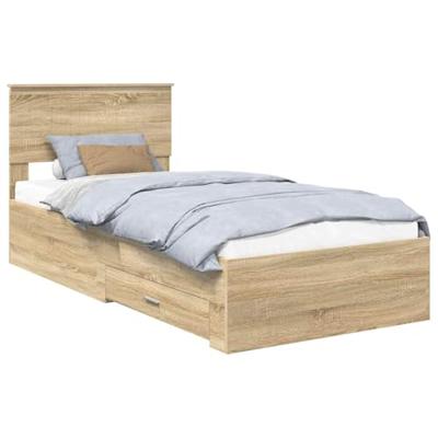Bedframe met hoofdeinde Sonoma Eiken 90 x 200 cm Bewerkt hout