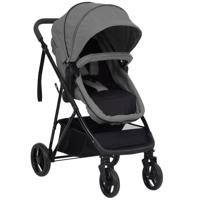 Kinderwagen 2-in-1 staal lichtgrijs en zwart - thumbnail