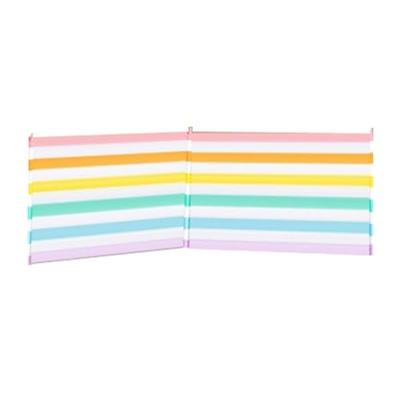 Paravento 3 Palos Staal Polyester Kleurrijke Strepen 240X80 cm Strand, Zwembad, Tuin