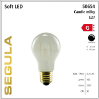 LED lamp melkglas 3,2W 2200K 190 lm E27 filament Segula dimbaar 50654 - thumbnail