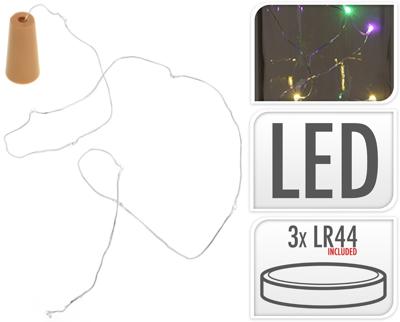 S.I.A. flessenstop lichtsnoer met 8 multicolor led lampjes ip44 S.I.A. flessenstop lichtsnoer met 8 multicolor led lampjes ip44