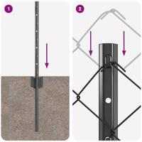 VidaXL Hek met paal grijs 0,8 x 10 m staal en pvc - thumbnail