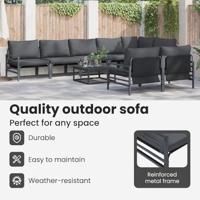 Tuinbankenset met kussen 9 pcs Zwart Staal - thumbnail