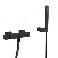 Douchemengkraan Tres Cuadro met Handdouche 25.4x7.7 cm Vierkant Mat Zwart - thumbnail