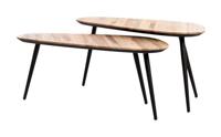 Light & Living Salontafel 'Viejo' Hout en metaal, Set van 2 stuks, kleur Licht hout - thumbnail