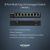 NETGEAR MS308 8 Poort 2.5 Gbit Switch | Multi-Gigabit LAN Switch (Network Switch met 1G/2.5G, Desktop of Wall Mounting) - thumbnail