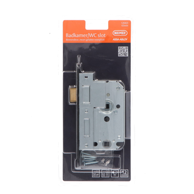 Nemef 1264 Toilet/badkamerdeurslot | DM50mm | WC63mm | krukgat 8mm | voorplaat zwart gelakt 20x174mm afgerond | messing dag- en nachtschoot | DR