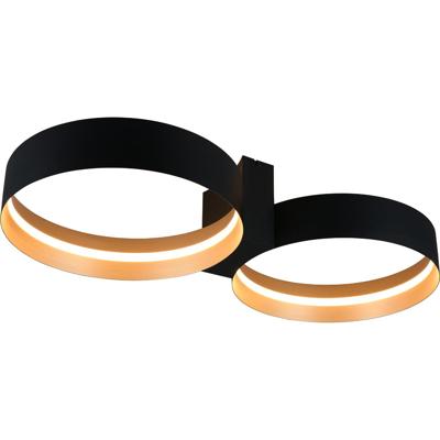 LED Plafondlamp - Musterring Loop - 1 Lichtpunt van 36 Watt - Dimbaar - Aanpasbare Lichtkleur - Geheugenfunctie - Nachtlamp - Mat Zwart - Metaal