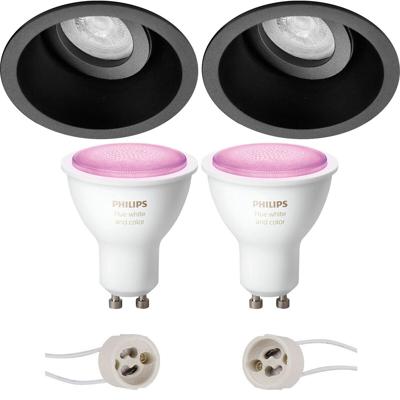 Philips Hue Kantelbare Inbouw LED Spot Set Ø93mm - Mat Zwart - Bluetooth