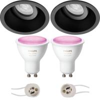 Philips Hue Kantelbare Inbouw LED Spot Set Ø93mm - Mat Zwart - Bluetooth - thumbnail