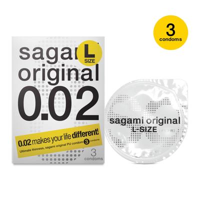 Sagami Original 0.02 Size L (58mm) - Ultradunne Latexvrije Condooms 3 stuks