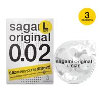 Sagami Original 0.02 Size L (58mm) - Ultradunne Latexvrije Condooms 3 stuks - thumbnail