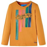 VidaXL Kindershirt met lange mouwen 128 donkerokerkleurig - thumbnail