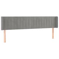 Hoofdbord met randen 203x16x78/88 cm fluweel lichtgrijs - thumbnail