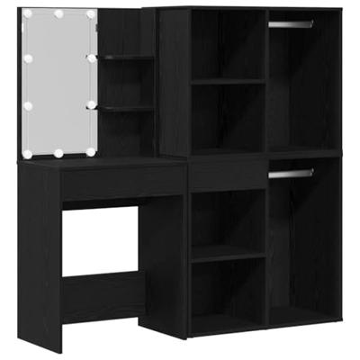 LED Kaptafel Zwart eiken 140 x 40 x 140 cm Bewerkt hout