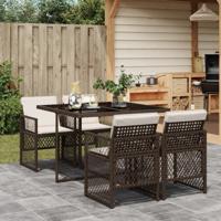 5-delige Tuinset met kussens poly rattan bruin - thumbnail