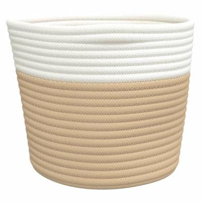 VidaXL Opbergmanden 2 st ø 24x18 cm katoen beige en wit VidaXL Opbergmanden 2 st ø 24x18 cm katoen beige en wit