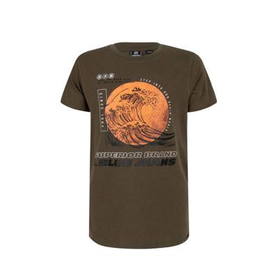 Indian Blue Jeans T-shirt met printopdruk army groen