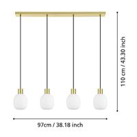 Eglo Gouden eettafel lampManzanares met wit glas - 900306 - thumbnail