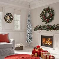 Kunstkerstboom half met sneeuw smal 180 cm - thumbnail