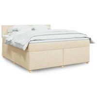 Boxspring met matras stof crèmekleurig 180x200 cm - thumbnail