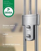 Klassieke vloerlamp 50/50/180cm - dimbare staande lamp met flexibele leeslamp - Geborsteld staal - LED geintegreerd - geschikt voor woonkamer, slaapkamer en thuiskantoor - thumbnail