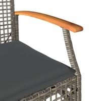 Tuinstoelen 4 st met kussens poly rattan en acaciahout grijs - thumbnail