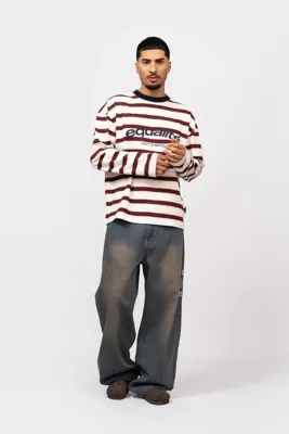 Equalité Striped Celeste Longsleeve T-Shirt Heren Gebroken Wit/Rood - Maat XL - Kleur: Gebroken WitRood | Soccerfanshop
