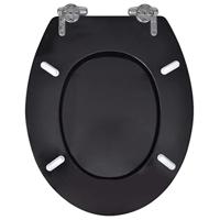VidaXL Toiletbril soft-close simpel ontwerp mdf zwart - thumbnail