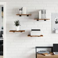 Wandschappen 4 st 40x30x1,5 cm bewerkt hout gerookt eikenkleur - thumbnail