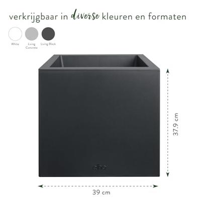 Elho Vivo Next Square 40 Bloembak - Zwart - Ø 39 x H 38 cm - binnen/buiten - 100% gerecycled
