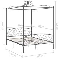 Hemelbedframe metaal grijs 180x200 cm - thumbnail