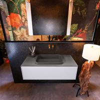 Badkamermeubelset Mondiaz Erin 100 cm met 1 Lade met RIDGE Wastafel Midden Dark grey Zonder Kraangaten Greeploos Mat Cale - thumbnail