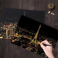 Bright City DIY tekening Picture wandschildering kraskaart gouden nacht weergave verf Arts papier handgeschilderde huisdecoratie creatieve hand gemaak - thumbnail