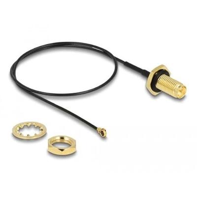 Delock WiFi-antenne Aansluitkabel [1x RPSMA-bus - 1x IPEX-stekker] 0.35 m Zwart, Goud