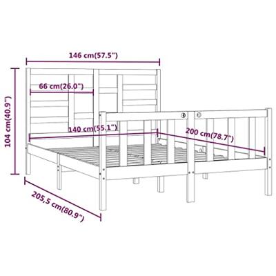 Bedframe zonder matras massief grenenhout 140x200 cm