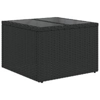 7-delige Loungeset met kussens poly rattan zwart - thumbnail