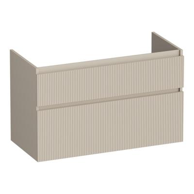 Brauer Delight Wavy - Onderkast - 100 cm - met 2 Softclose Lades Greeploos en 1 Sifon Uitsparing - Mat Beige