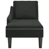 Chaise longue met kussen en rechterarmleuning fluweel zwart - thumbnail