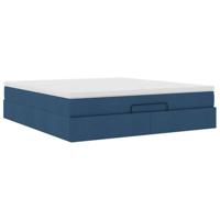 Ottoman bed met matras 160x200cm stof blauw - thumbnail