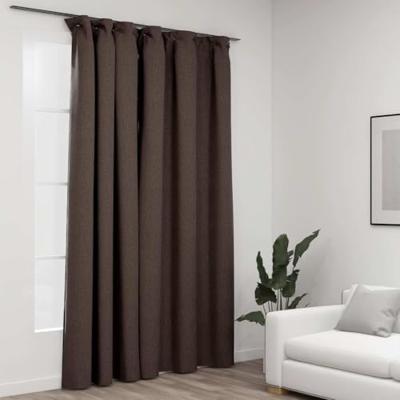 VidaXL Gordijn linnen-look verduisterend met haken 290x245 cm taupe VidaXL Gordijn linnen-look verduisterend met haken 290x245 cm taupe