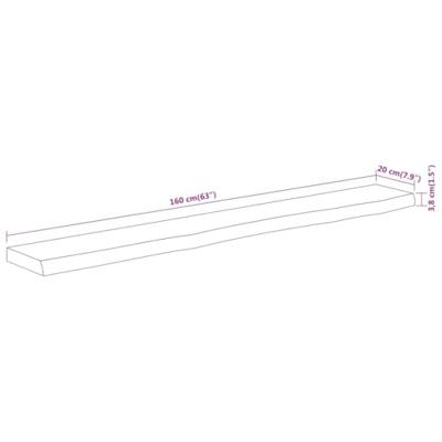 Wandschap rechthoekig natuurlijke rand 160x20x3,8 cm acaciahout Wandschap rechthoekig natuurlijke rand 160x20x3,8 cm acaciahout