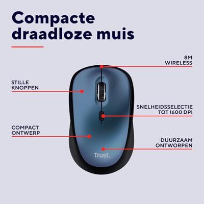 Trust Yvi+ Draadloze Muis Eco Muis Blauw