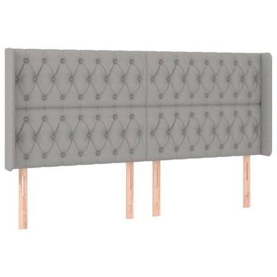 Hoofdbord met randen 183x16x118/128 cm stof lichtgrijs